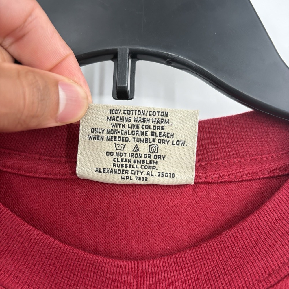 Vintage Russell Athletic Pocket Shirt Mens Large‎ Maroon Pro Cotton Active Y2K - Picture 5 of 7